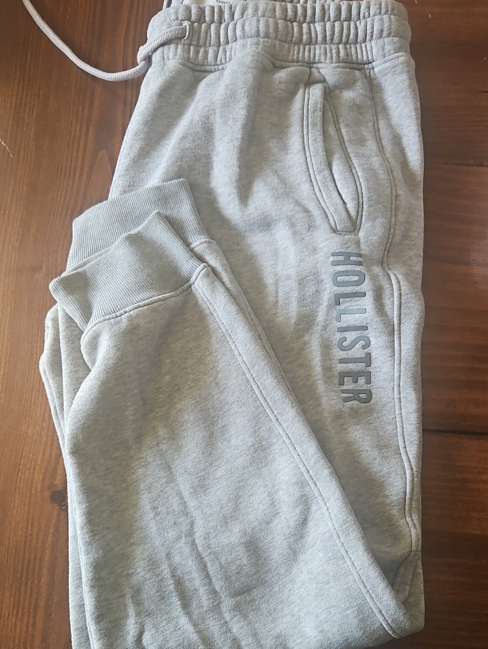 Hollister Mens Light Gray Logo Fleece Joggers